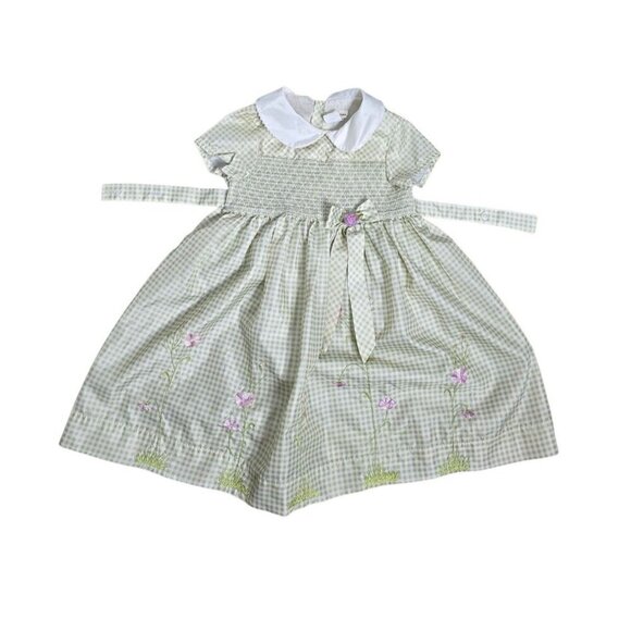 B.T. Kids Other - Vintage Green White Collared Neck Plaid Dress size 4